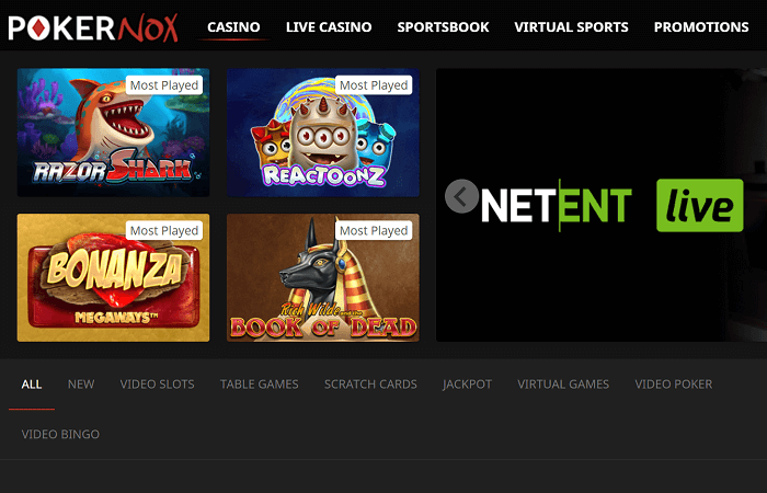 Pokernox casino screenshot