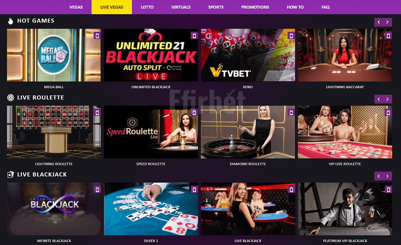 Premierbet live casino section