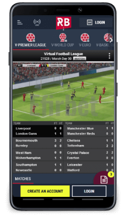 Rabona mobile virtuals on Android app