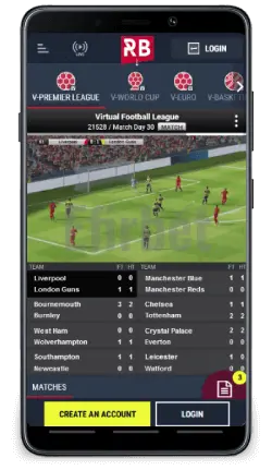 Rabona mobile virtuals on Android app