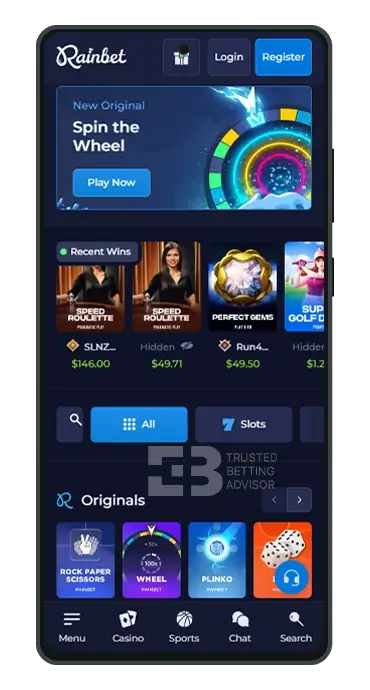 Rainbet Casino Mobile Version