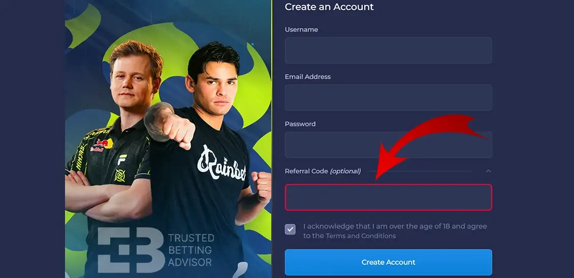 Rainbet Promo Code Field