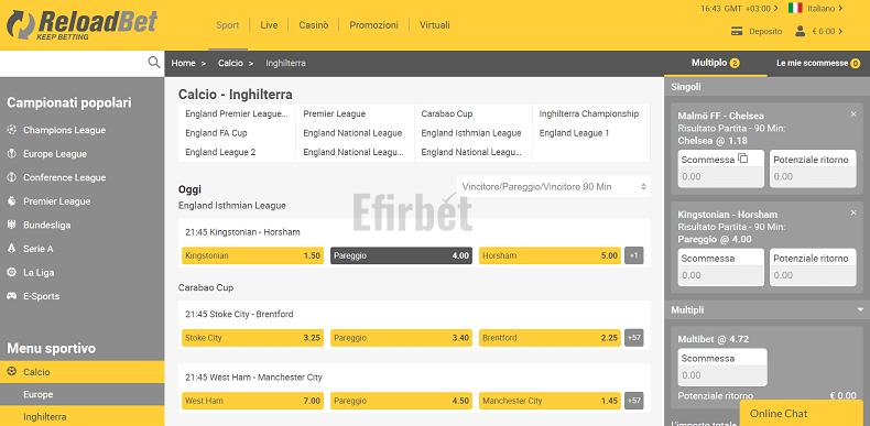 Ricarica scommesse sportive