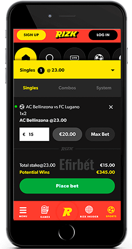 Mobile application of Rizk for iPhone
