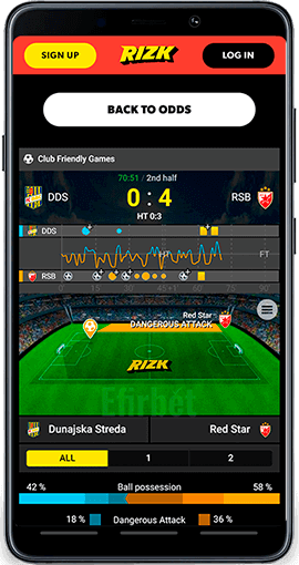 mobile betting in Rizk for Android