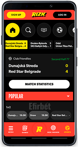 mobile sportbook of Rizk for Android