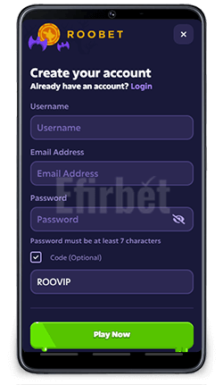 Roobet Mobile Registration