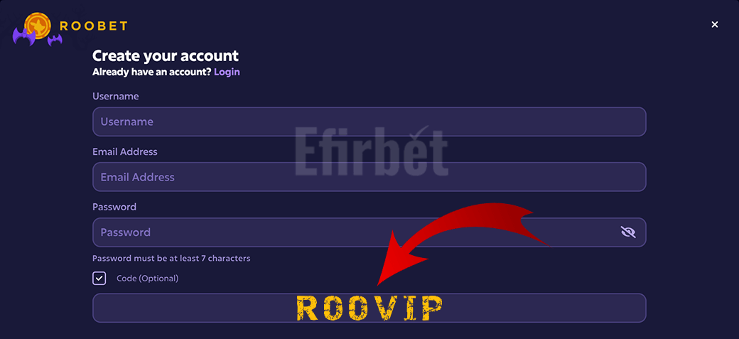 Roobet Promo Code Field