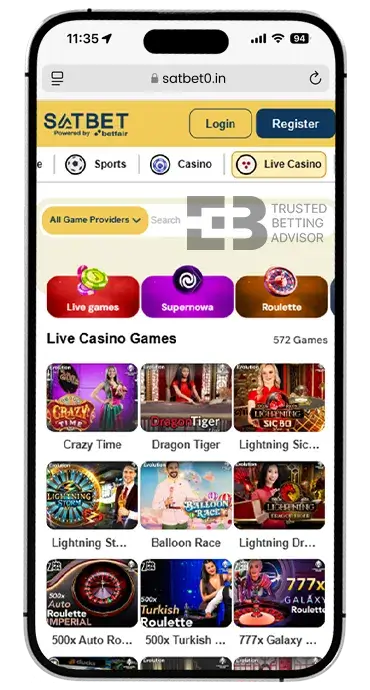 Satbet App Live Casino iOS