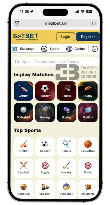 Satbet App Menu iOS