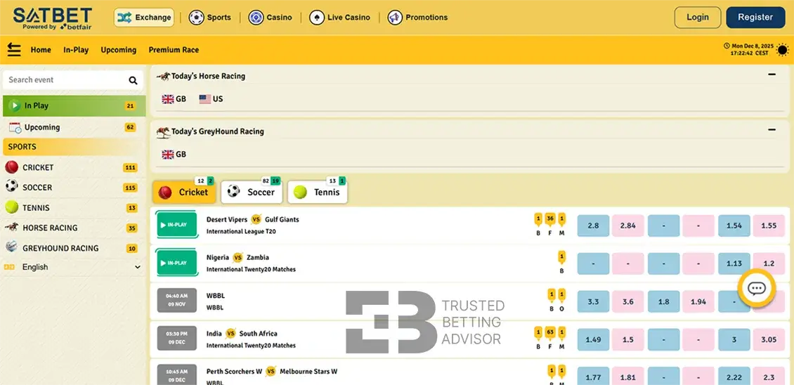 Satbet Betting Exchange