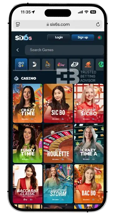 Six6s App Live Casino iOS
