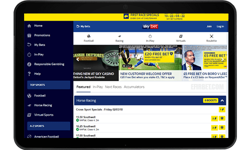SkyBet mobile site version