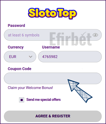 Slototop casino promo code enter