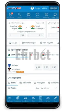 Sportingbet Android App Homepage