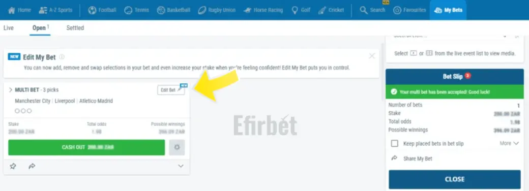 Sportingbet Edit My Bet
