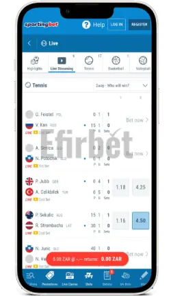 Sportingbet iOS app Live Section