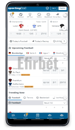 Sportingbet mobile App Android Homepage