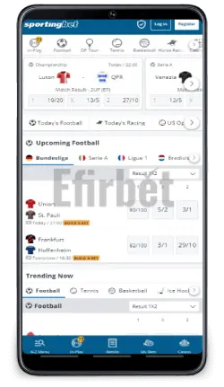 Sportingbet mobile App Android Homepage
