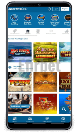 Sportingbet Mobile App Casino Games Section
