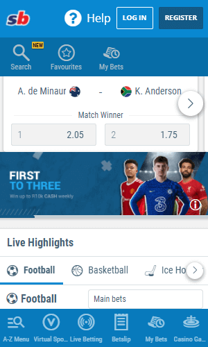 Sportingbet South Africa mobile screenshot