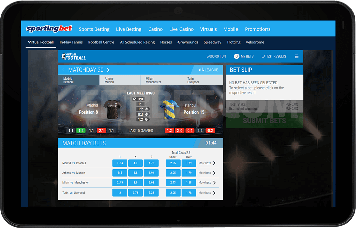Sportingbet mobile website for tablet