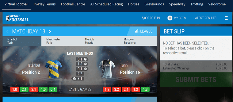 Sportingbet's virtual football