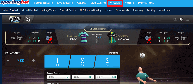 Virtual Section of Sportingbet