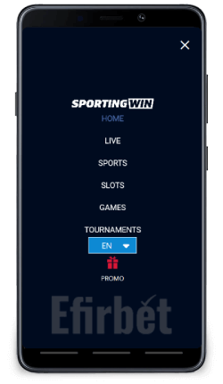 SportingWin Menu on Android