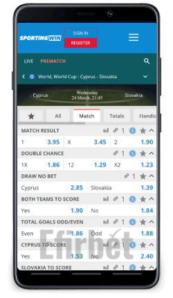 SportingWin Mobile Version Sports