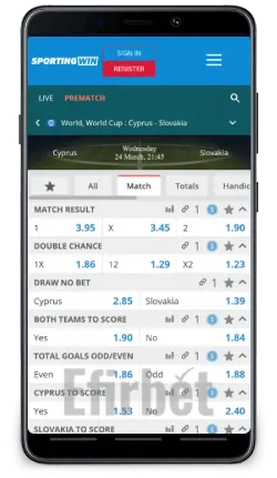 SportingWin Mobile Version Sports
