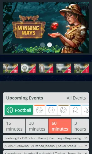 sportingwin mobile layout