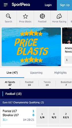SportPesa mobile screenshot
