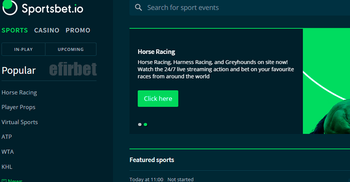 Sportsbet.io homepage