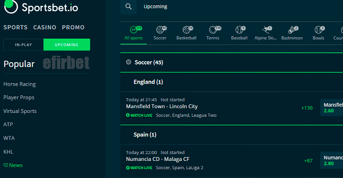 Sportsbet.io live betting