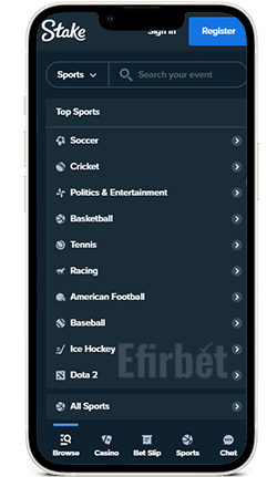 Stake iOS App Top Sports Menu