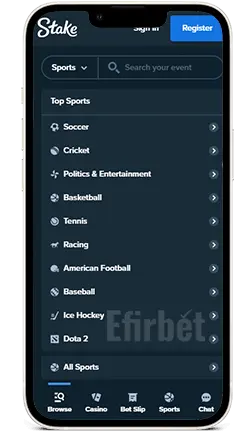 Stake iOS App Top Sports Menu