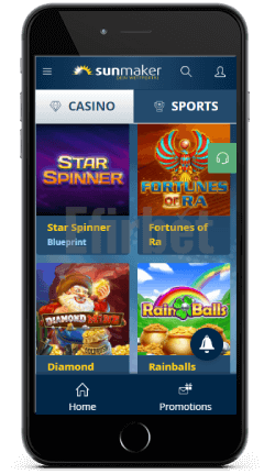 Sunmaker mobile casino app for iOS