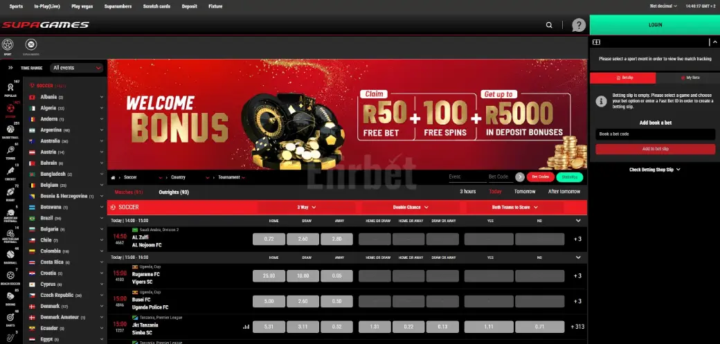 Supabets Book a bet Section