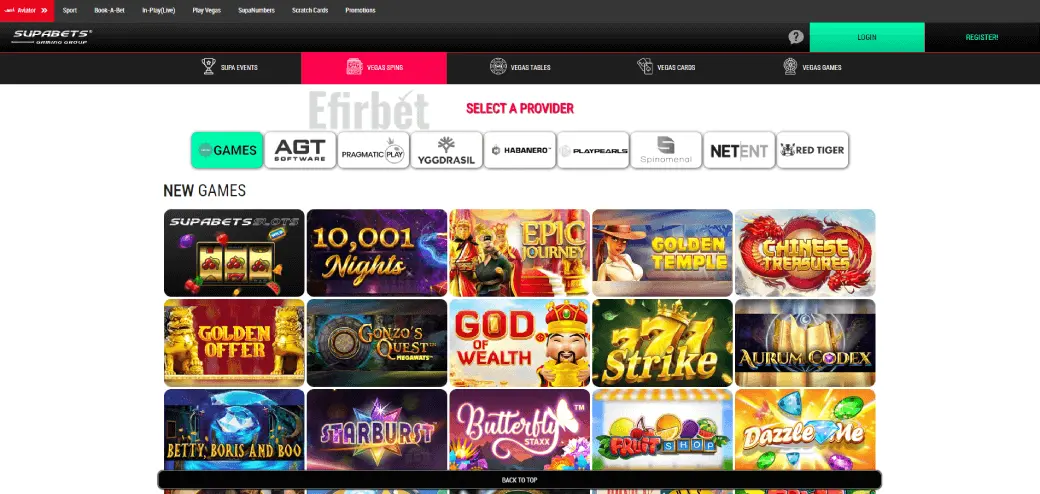 Supabets Instant games providers