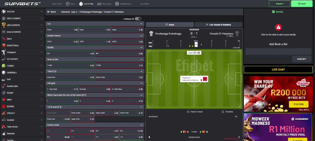 Supabets Live Betting