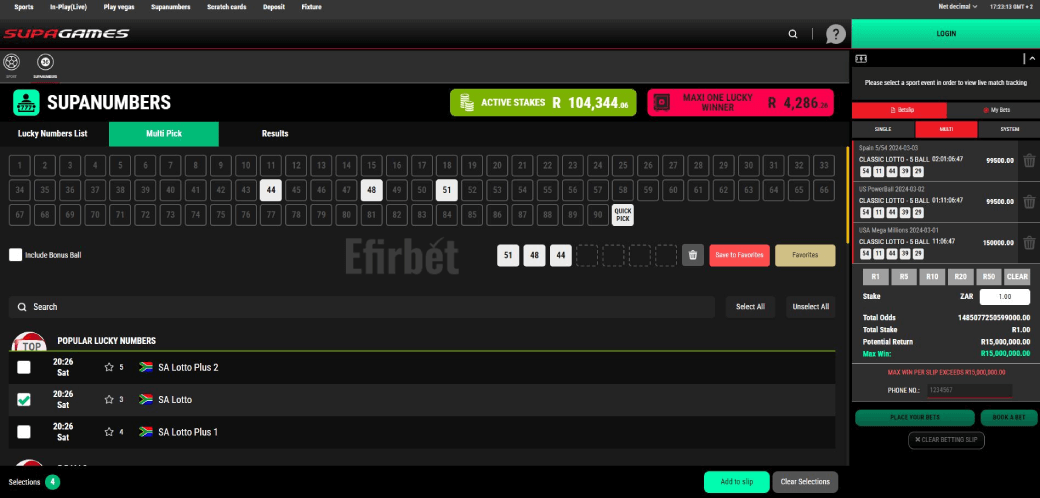 Supabets Numbers Multi Pick