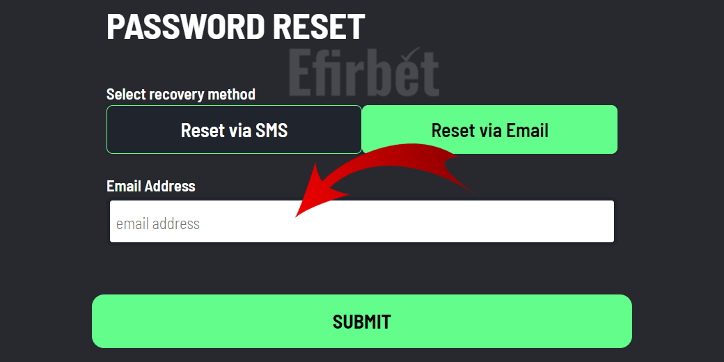 Supabets Password Reset via Email
