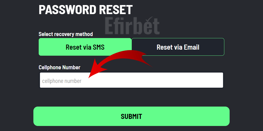 Supabets Password Reset via SMS