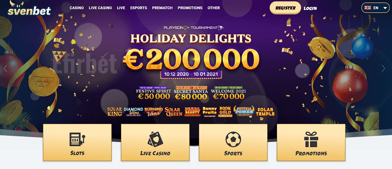 Landing Page of Svenbet