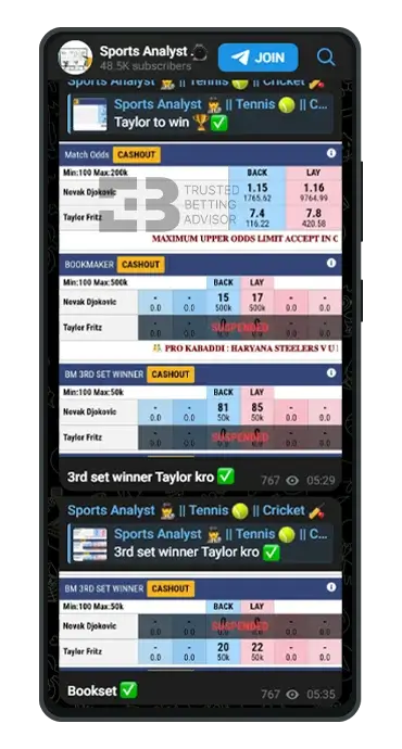 Tennis Betting Pro Telegram Channel