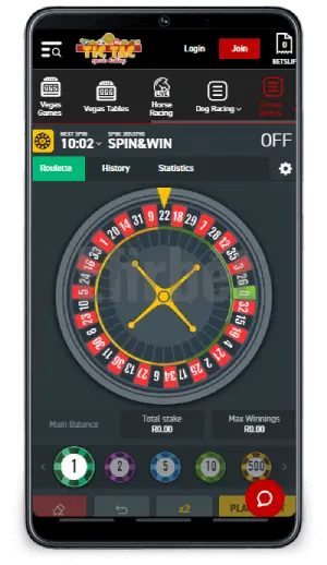 Tic Tac Bets mobile app spin and win