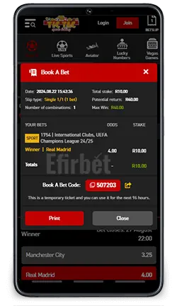 TicTac Bets Book A Bet Mobile