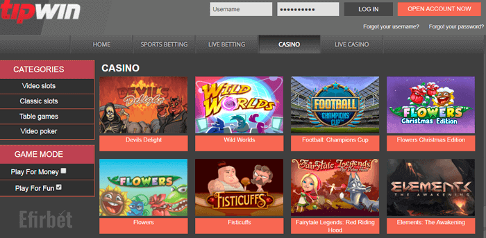 Tipwin casino section