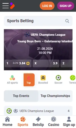 Tonybet app screenshot